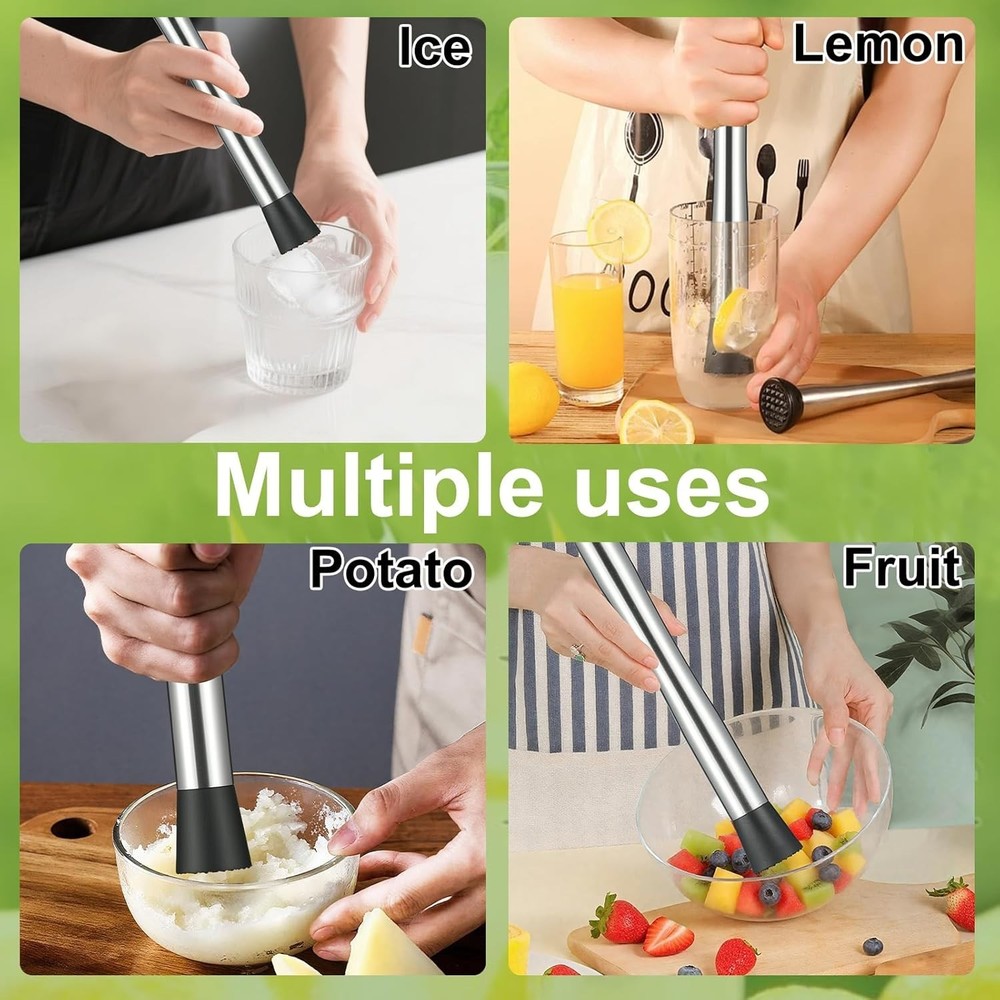 Versatile 4Pcs Muddler & Spoon Set for Mojitos and Cocktails - Safe Material