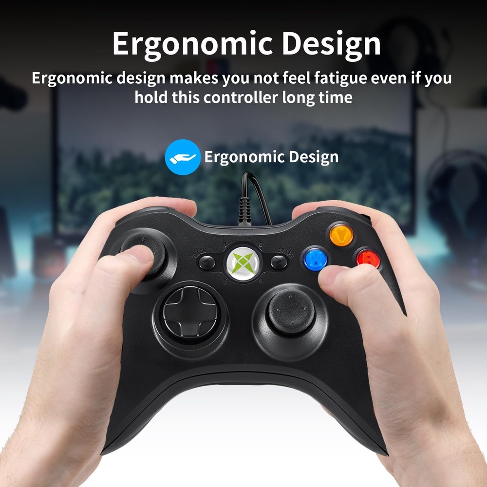 NBCP Wired Controller – Compatible with Xbox 360, 360 Black for 360