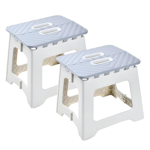 Folding Step Stool for Adults & Kids, Collapsible Plastic Stepping Stool, Grey