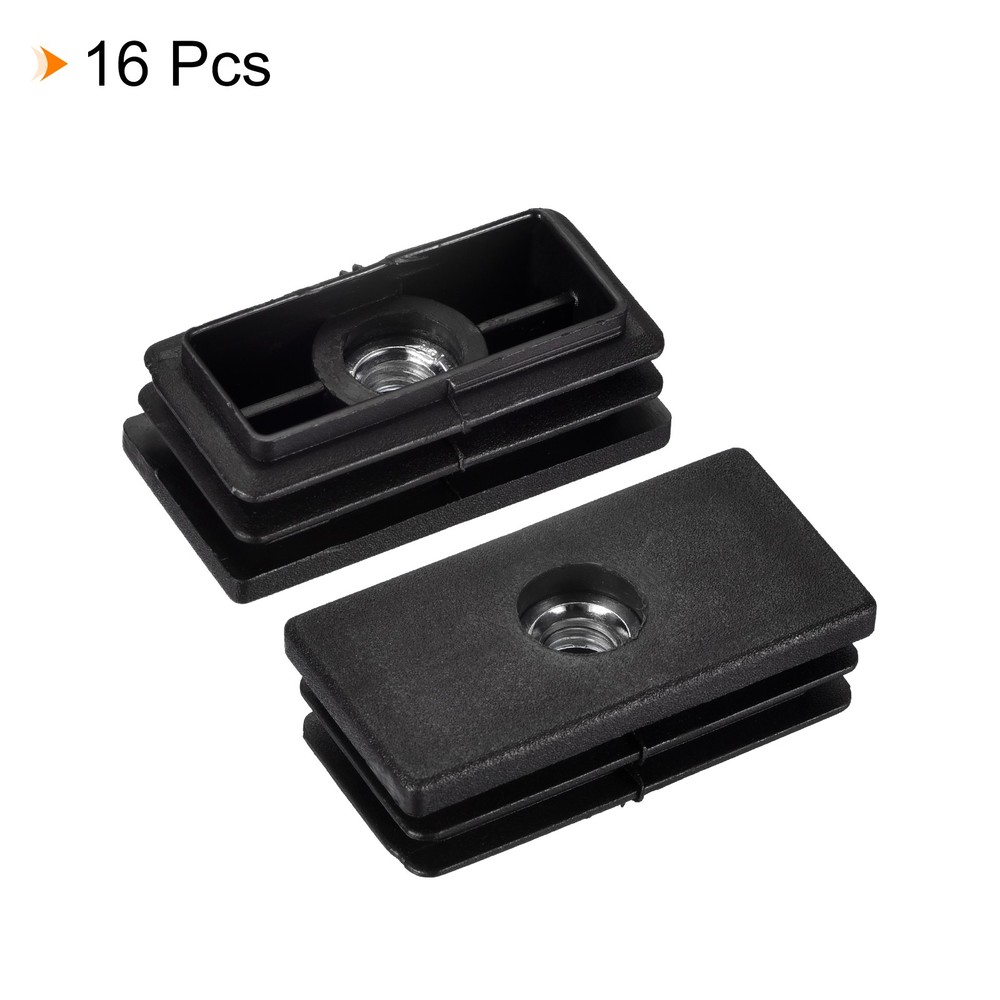 16Pcs 1.57"x0.79" Caster Insert with Thread, Rectangle M8 Thread for Furniture