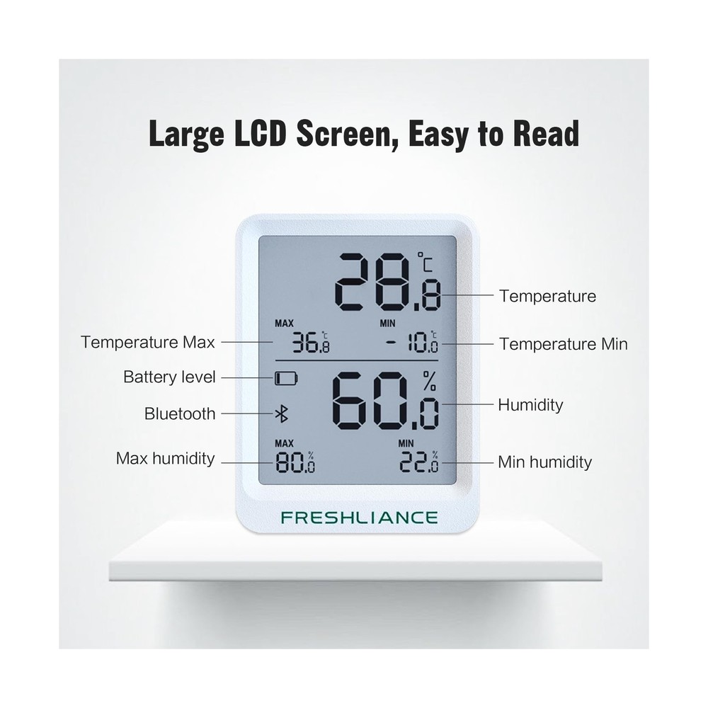 Bluetooth Temperature Humidity Data Logger Recorder, Refrigerator Freezer The...