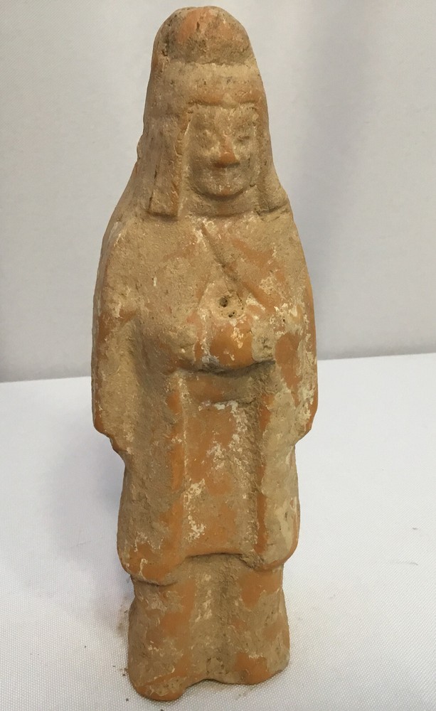 primitive clay Buddah incense burner 7” tall