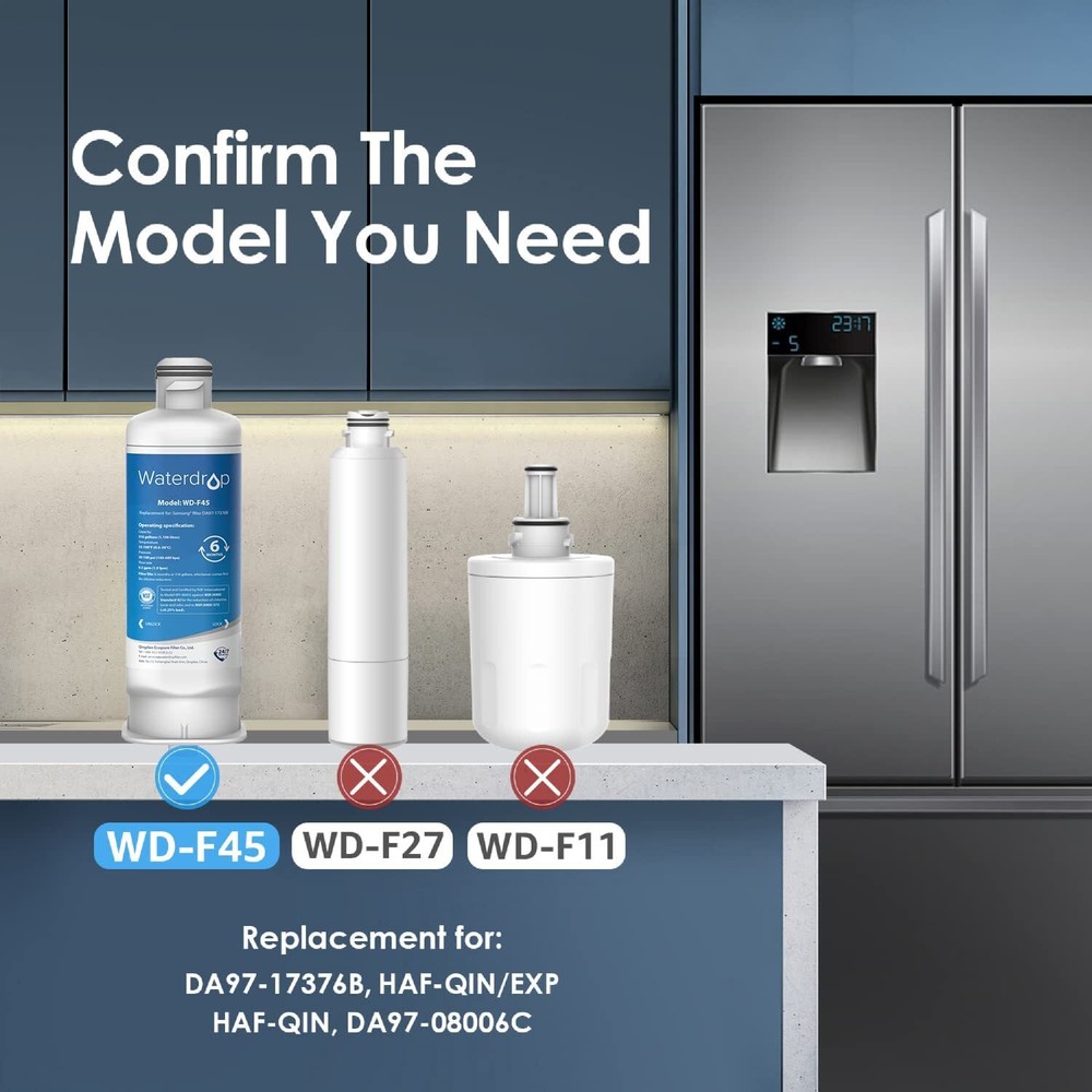 Waterdrop DA97-17376B Replacement for Samsung Refrigerator Water Filter, 4 Pack