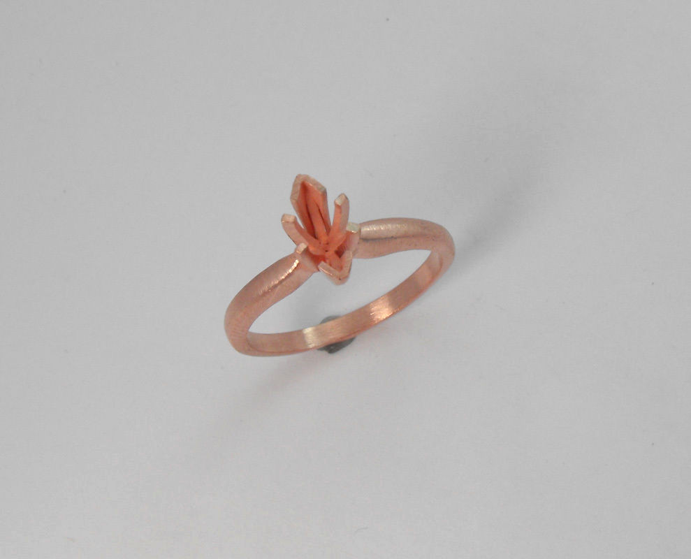 Sterling Silver Handmade Marquise Solitaire Copper Coated Ring Setting Mounting