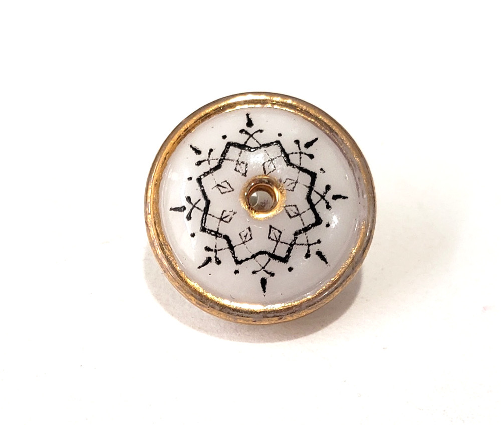 Pattern #7, Shape #2 China Whistle Antique Button ~ Harder To Find Pattern