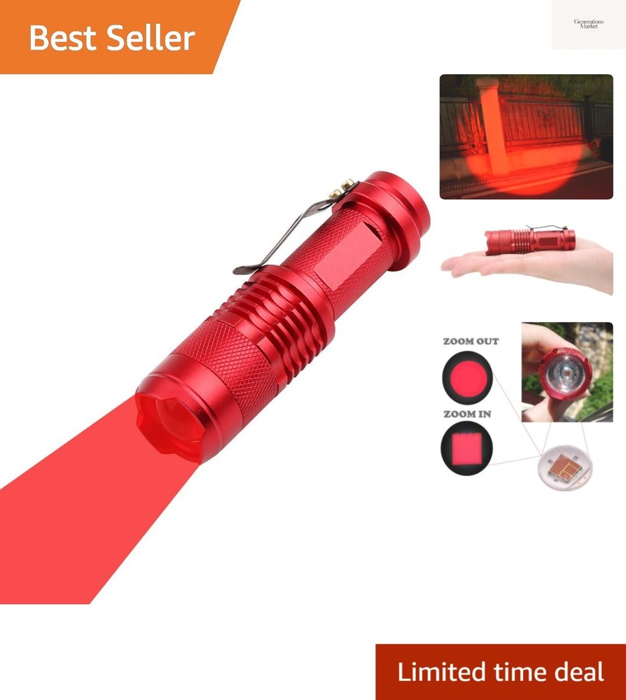 Scalable Red LED 3 Mode Long Range Red Beam Red Light Flashlight, Red Flashli...