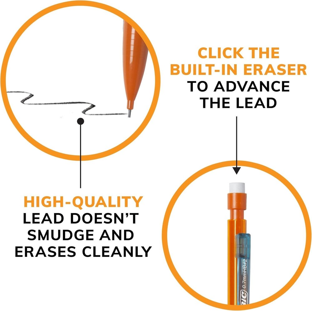 Mechanical Pencils 0.7 mm Medium Point Refillable and Retractable 40-Count