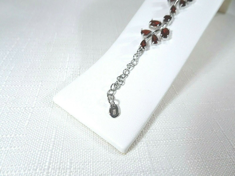 13.20 ct Natural Garnet Solid Sterling Silver Adjustable Bracelet -21 cm