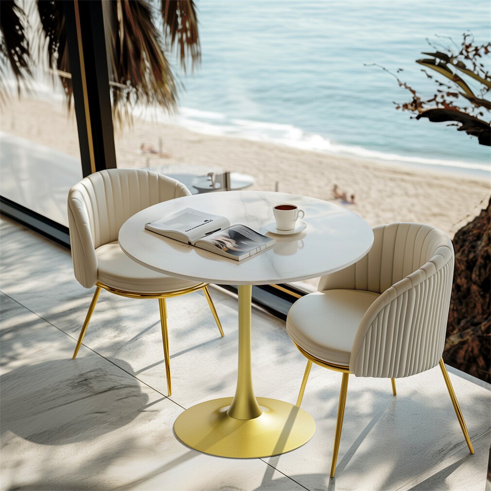 Exquisite Round Dining Table Bar Height Kitchen Bistro Table with Pedestal Base