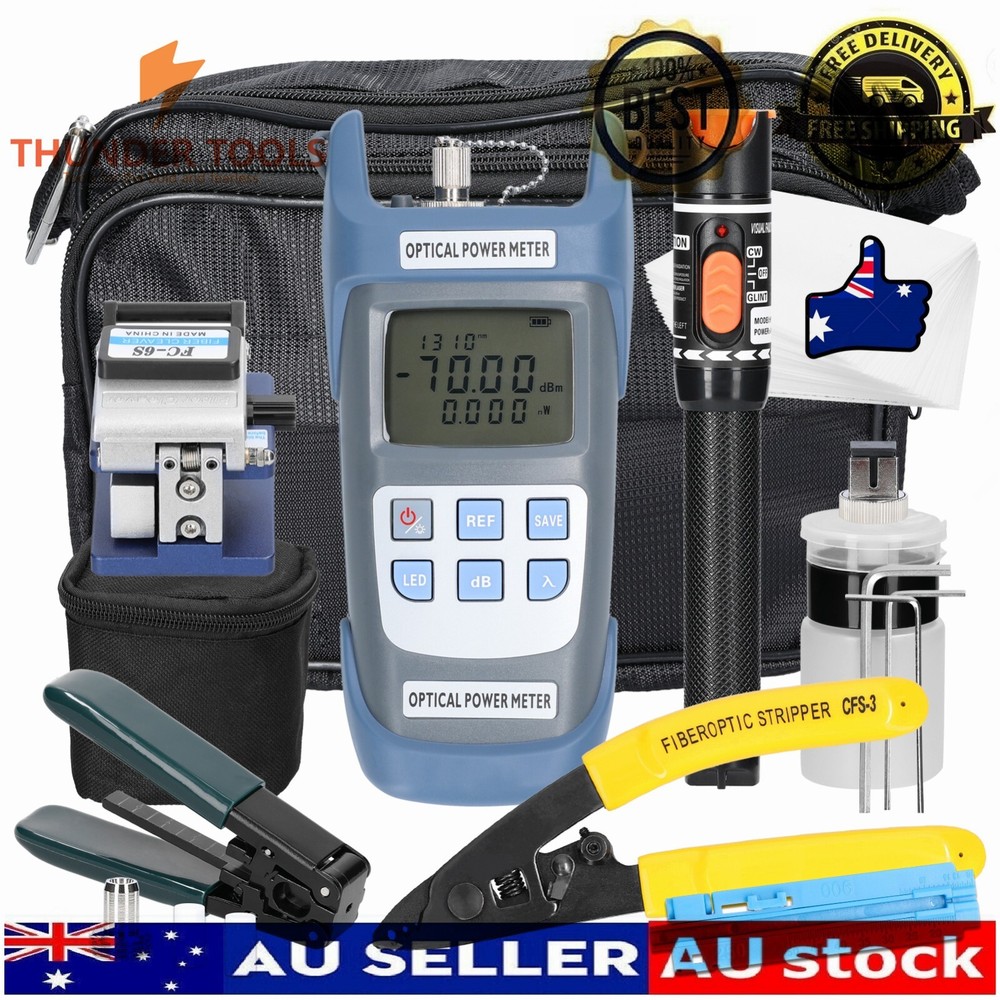 Thunder Tools Fiber Optic FTTH Tool Kit Optical Power Meter Fiber Cleaver