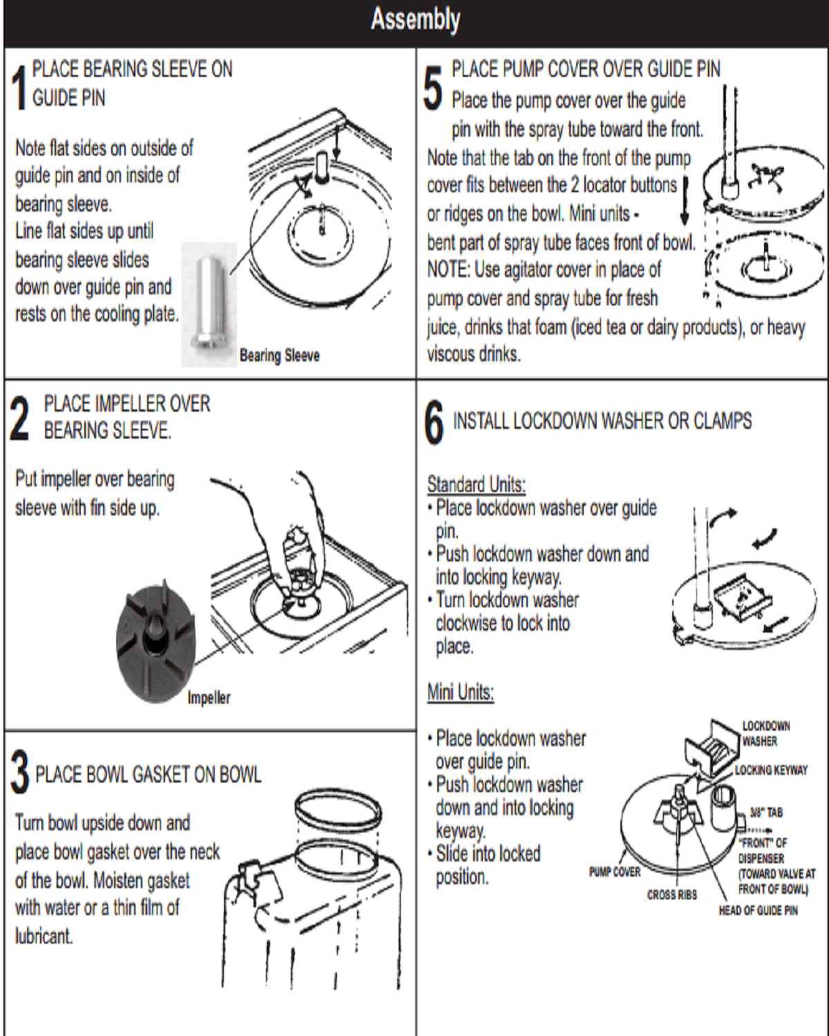 Impeller (2) Crathco 3587 & (4) Bearing Sleeve Crathco 3220 bubbler part - 046