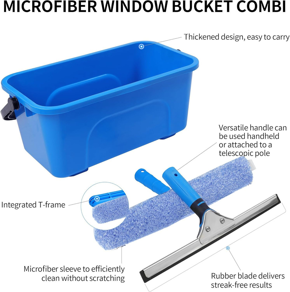 Squeegee for Window Cleaning,Window Cleaning Squeegee kit with Bucket&Microfiber
