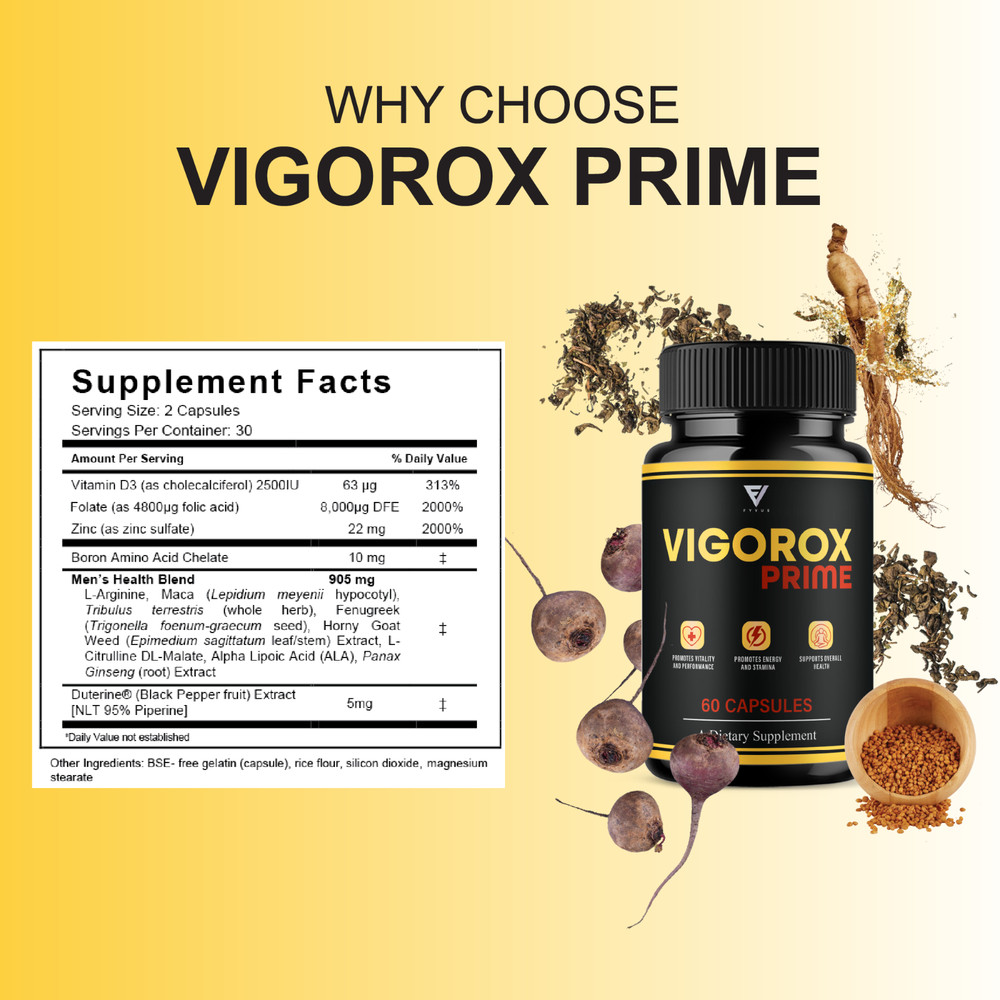 Vigorox Prime Max Performance Supplement, VigoroxPrime (60 Capsules)