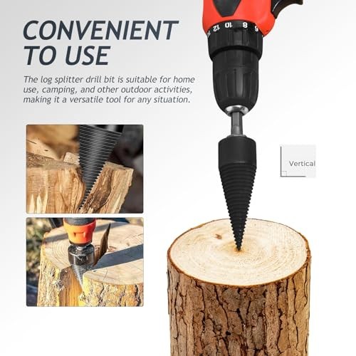 Firewood Log Splitter, Removable Cones Kindling Wood Splitting logs bits