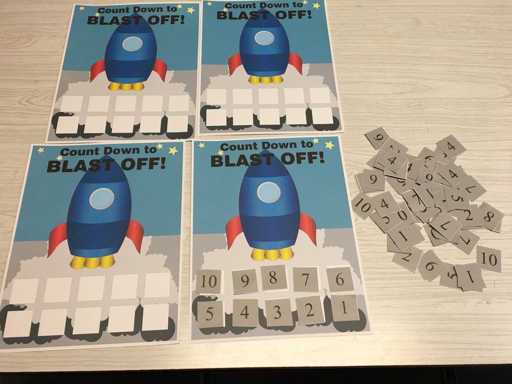 Count Down to Blast-off Game - Learning Center- Math Mats MATS - Laminated Mats