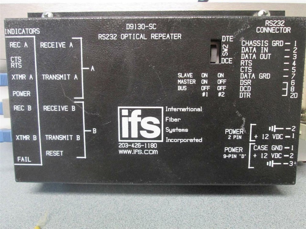 IFS D9130-RS-232 Drop & Repeat Data Optical Repeater w/ Cables