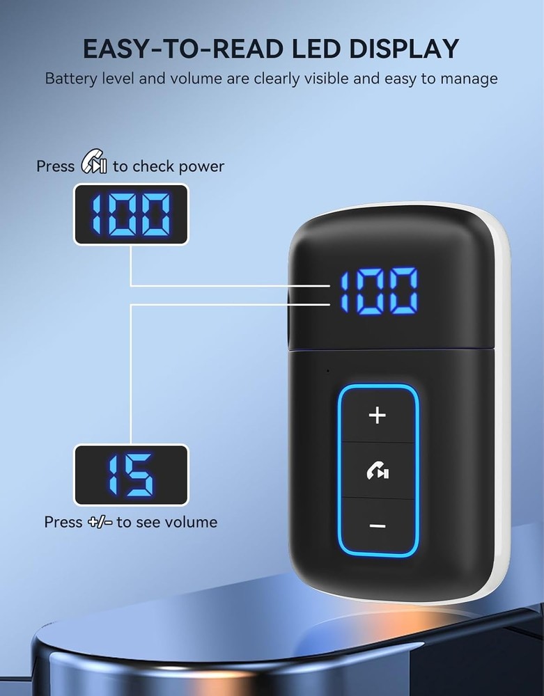 Wireless 3.5mm Bluetooth Adapter with LED Display for Clear Audio Streaming