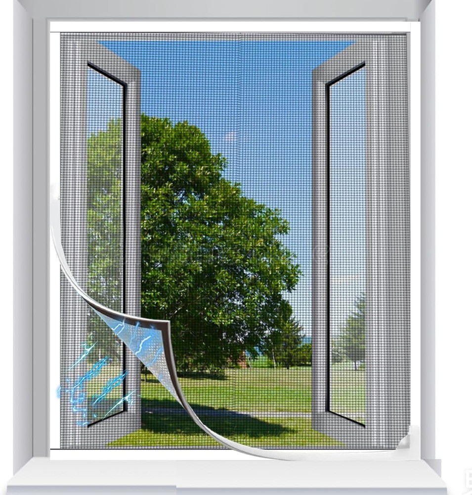 Adjustable DIY Magnetic Window Screen Mesh White Frame Max 4 SIZE Fits all