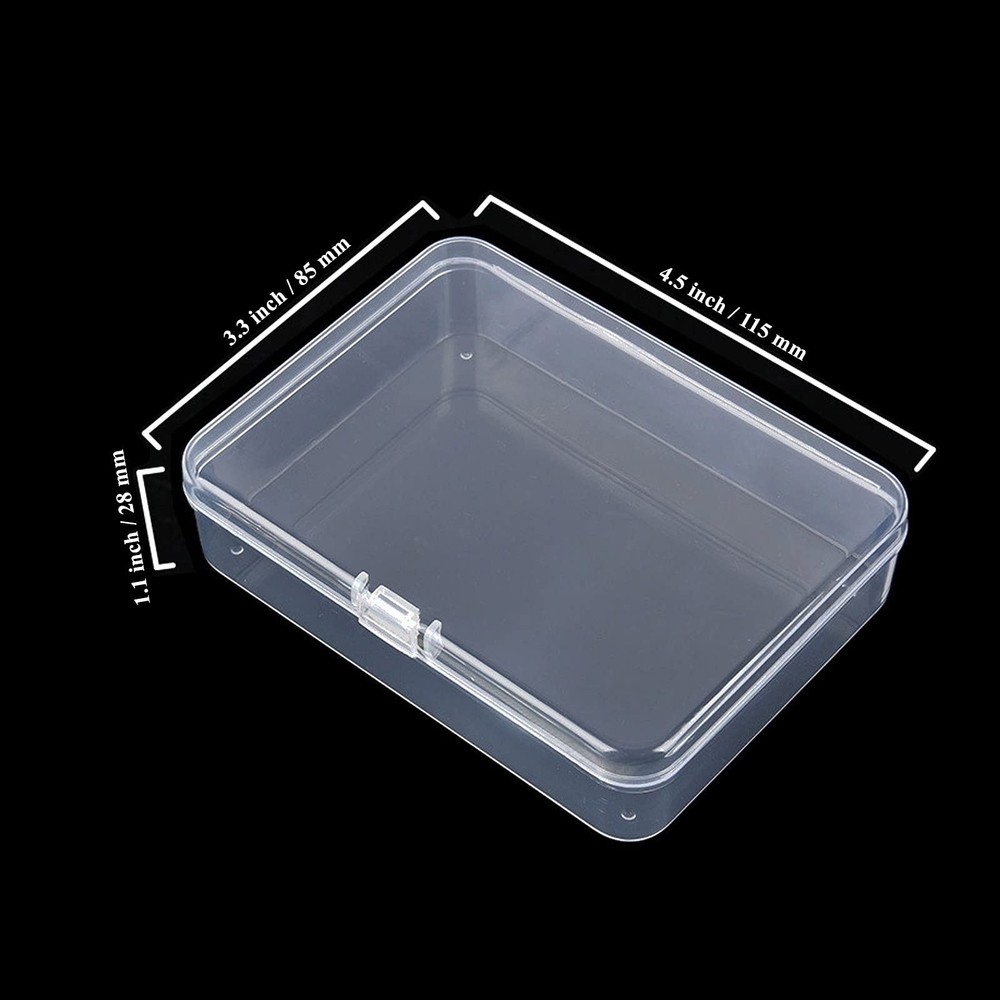 12 Pack Rectangular Clear Plastic Storage Containers with Hinged Lid for Bead...