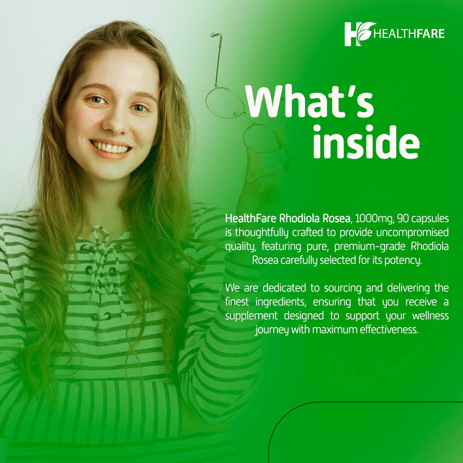 Healthfare Rhodiola Rosea Capsules 1000mg Equivalent | 90 Vegan Capsules