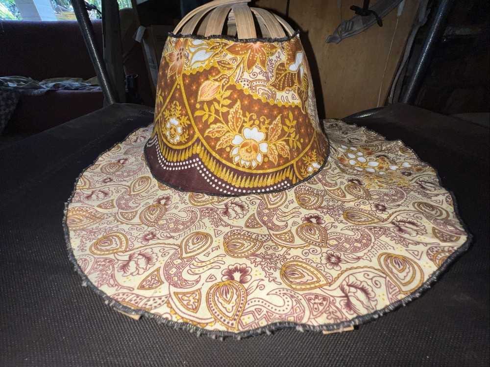 Foldable Wide Brim Sun Hat Boho Floral Bamboo Frame Packable Beach Hat