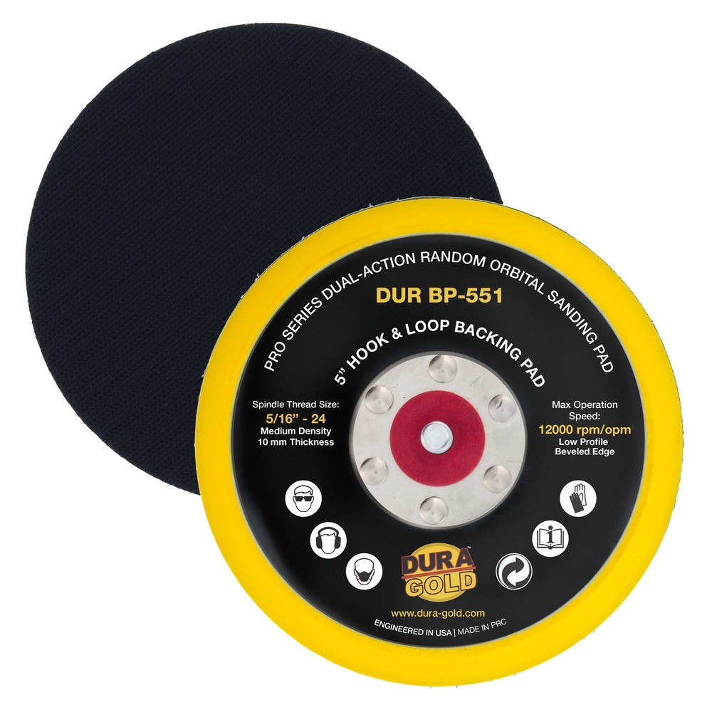 Dura-Gold Pro Series 5" Hook & Loop DA Sander Backing Plate Pad, Sanding