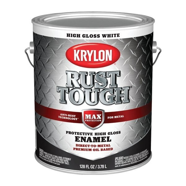 (2)-Krylon Rust Tough Oil-Based Gloss Rust Control Enamel, White, 1 Gal.