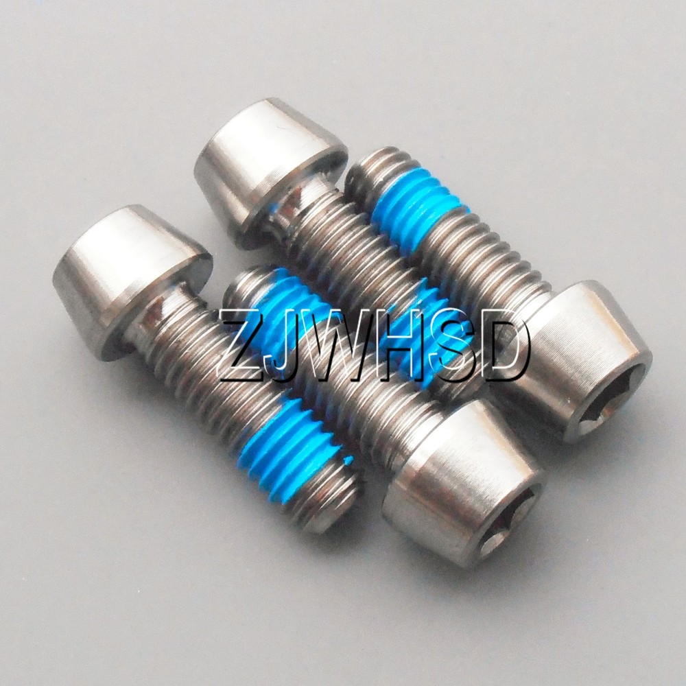 4pcs M6 x 18 Ti Titanium Screw Bolt Allen hex Taper Socket Cap Head+ThreadLocker