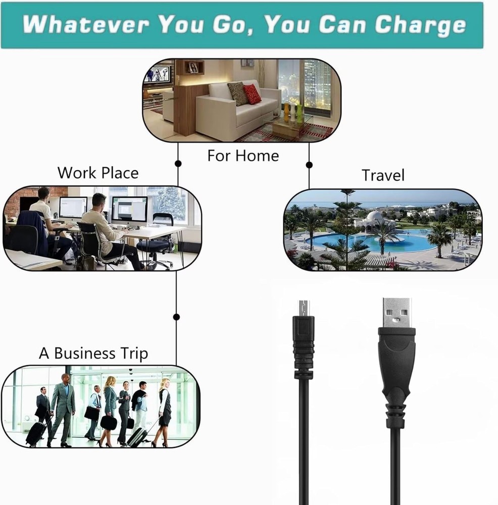 USB DC Battery Charger Data SYNC Cable Cord for Coolpix S4100 S2800 Camera