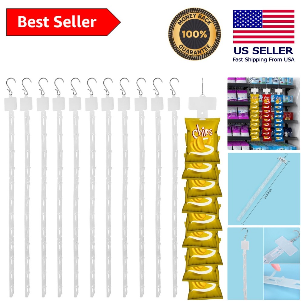 12 Pack Hanging Merchandise Strips with S Hooks – Versatile Retail Display
