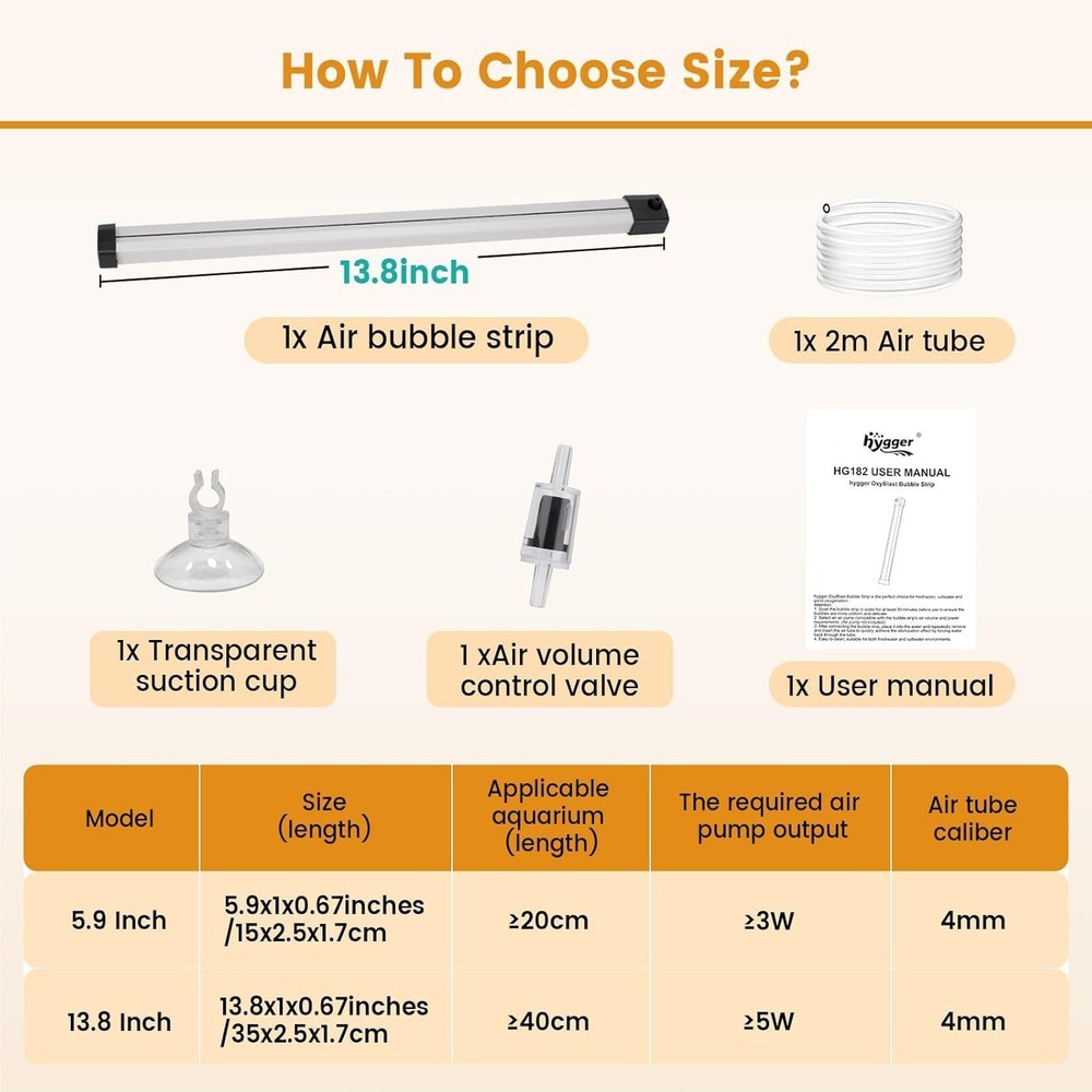 Ultra-Fine Bubble Diffuser Kit 13.8 Inch - Quiet & Durable Fish Tank Decoration