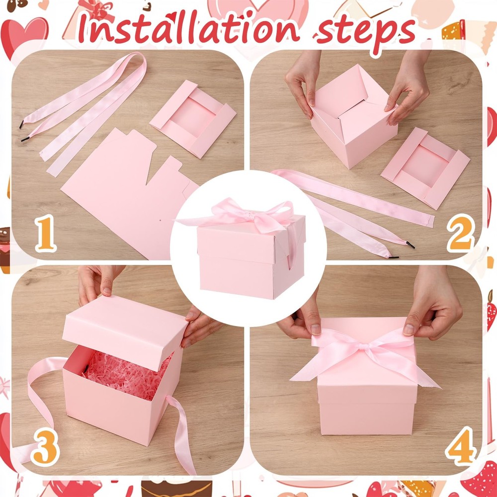 6 Pcs Nesting Gift Boxes with Lid Square Nesting Gift Boxes for Presents Pack...