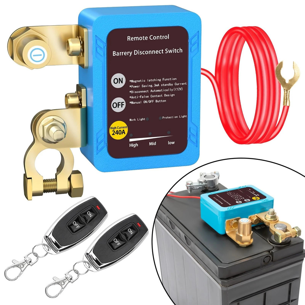 Remote Battery Disconnect Switch 12V/24V 240A Upgrade Smart Voltage Kill Switch