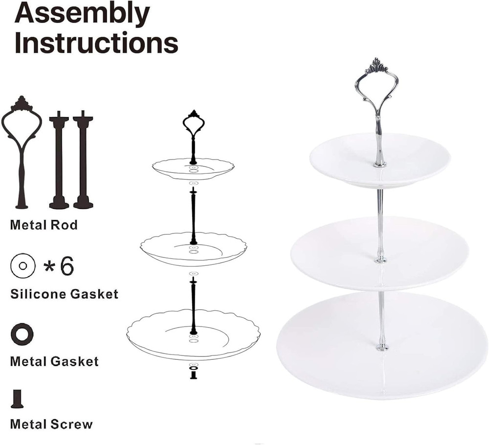 Betterjonny 6 Sets 3 Tier Cake Plate Stand Handle, Cake Stand Hardware Handle Fi