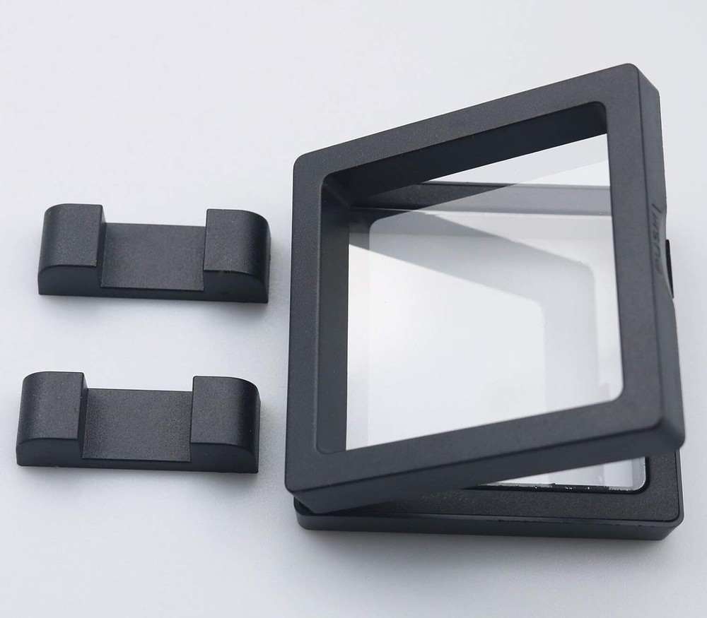 Challenge Coin Holder, Single Coin Display Case, 3D Floating Clear Frame with Fe