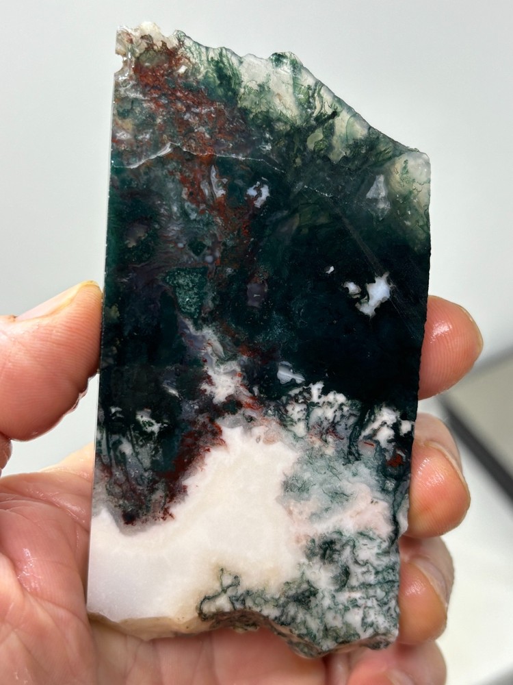 Semi-translucent Moss Agate Slab Cabbing Lapidary Carving Combo Ship Avail