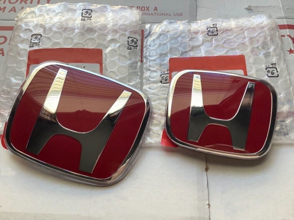 2PCS Front Rear Red H Emblem Badge Logo For 2016-21 Honda CIVIC SEDAN 4DR NEW US