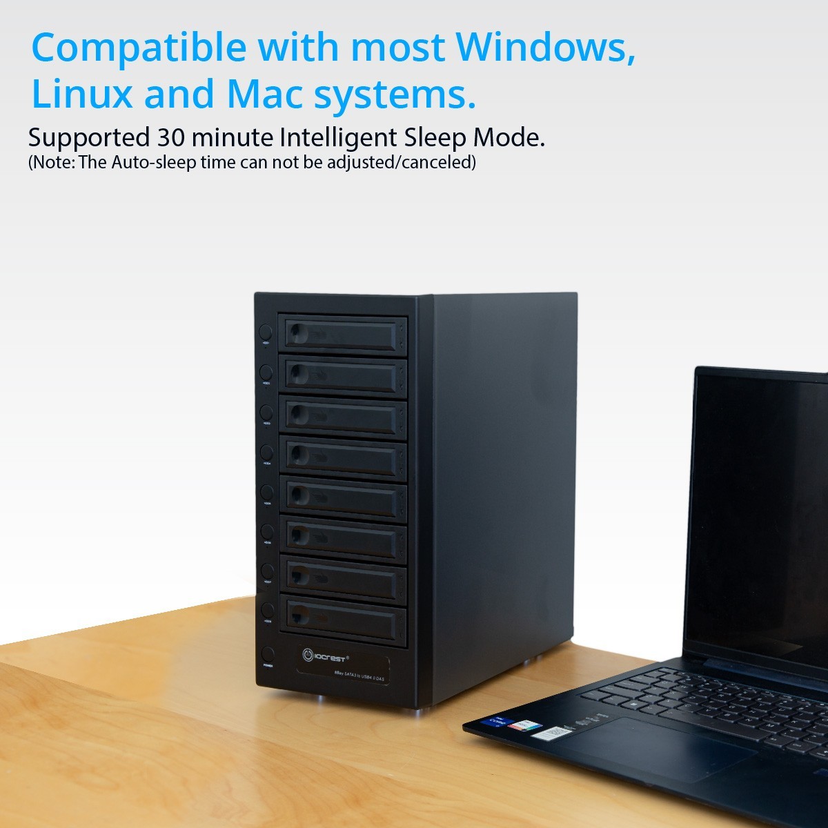 Open Box - USB 4.0 Type C 40Gbps 8 Bay Tool Less Tray SATA Hard Drive Enclosure