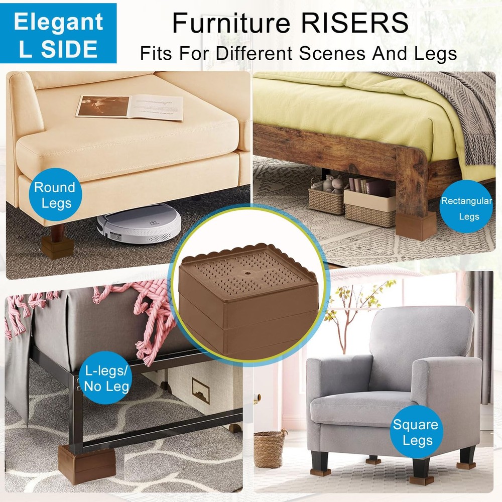 Heavy Duty Adjustable Bed Risers 1 2 3 4 Inch Stackable Furniture Riser Blocks B