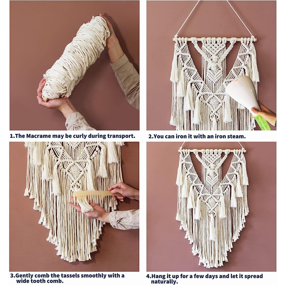 Boho Macrame Wall Hanging, Boho Wall Decor, Woven Tapestry with Tassels