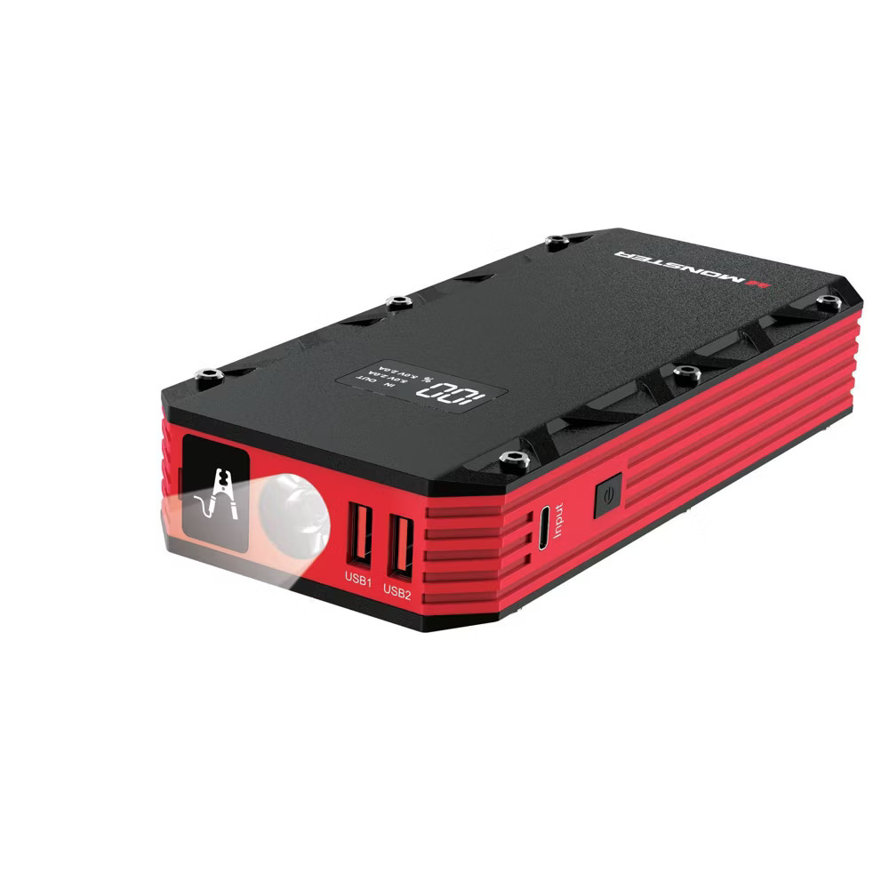 Monster 8000mAh Jump Starter Power Bank Dual USB SOS LED Light