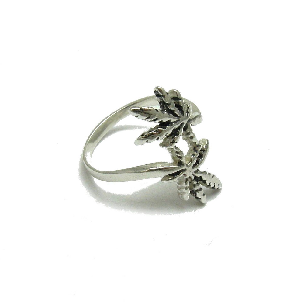 Light Genuine Sterling Silver Ring Solid 925 Marijuana Cannabis Ganja Handmade
