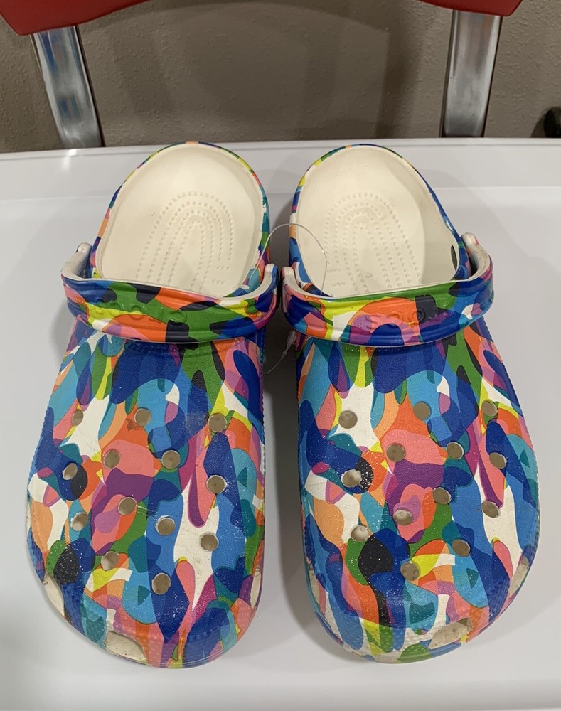 Crocs Classic Confetti Bubble Block Clogs White Multi Color M 10 W 12
