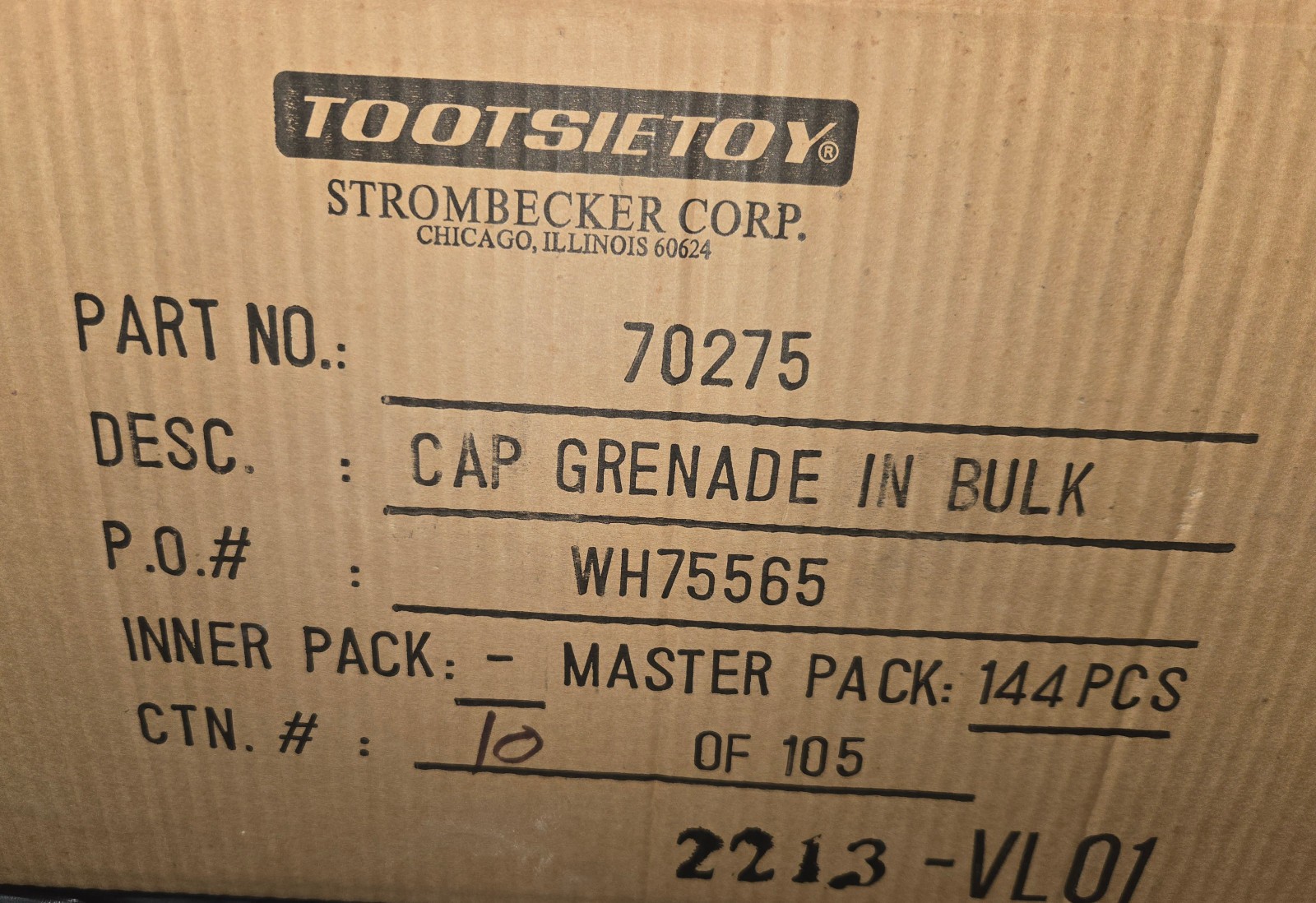 70275 NEW Old Stock Tootsietoy Black Plastic & Alum Cap Grenade Free S&H