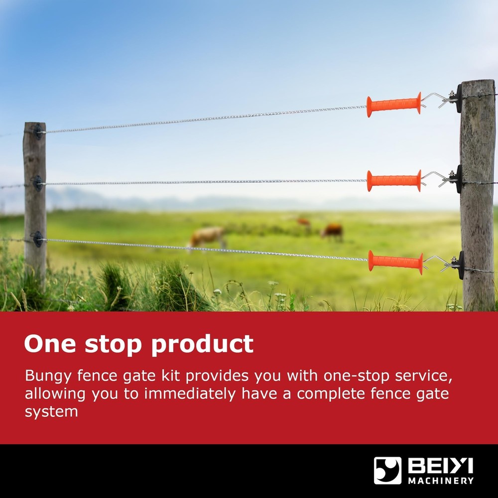 Electric Fence Bungy Gate Kit, Electrified Bungee Gate Handle with Elasticize...