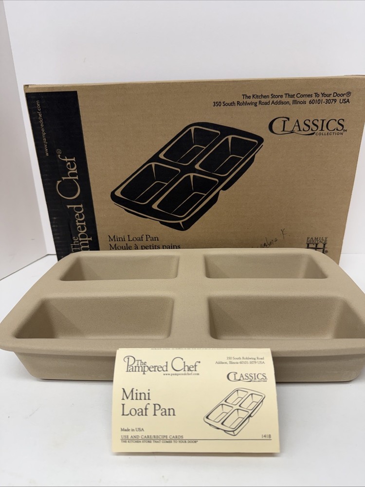 Pampered Chef Stoneware Mini Loaf Pan Open Box Unused