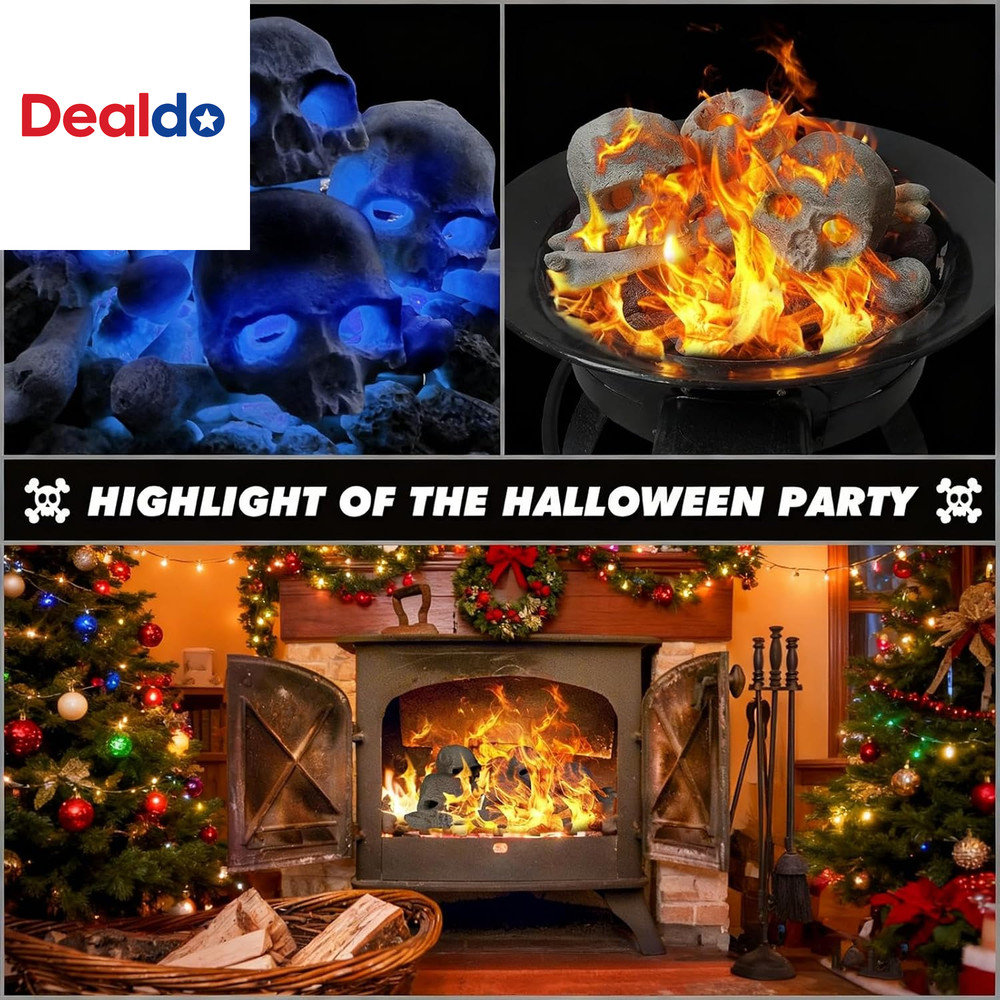 9 Pcs Ceramic Skulls for Fire Pit, Durable Reusable Fireproof Fire Pit Skull Log