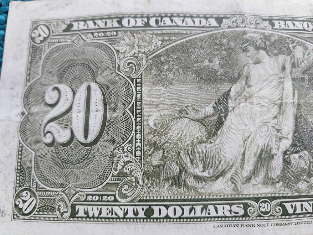 1937 Canada 20 Dollars Bill Great Condition!