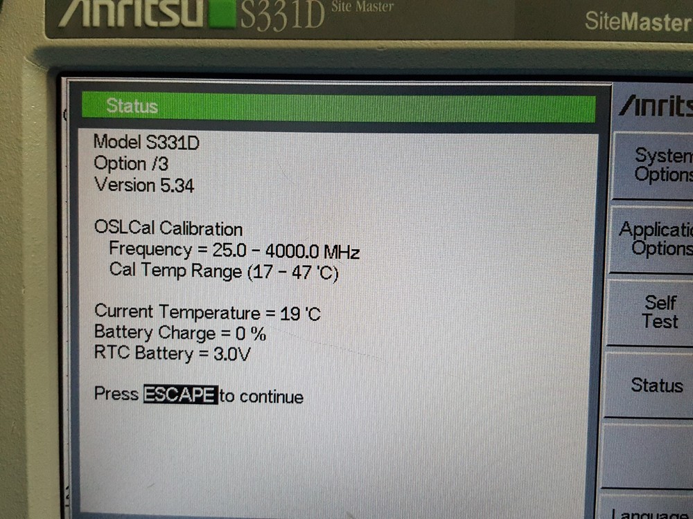 Anritsu S331D: Site Master, Version 5.34, Opt. 03 (NO Battery) (6118)