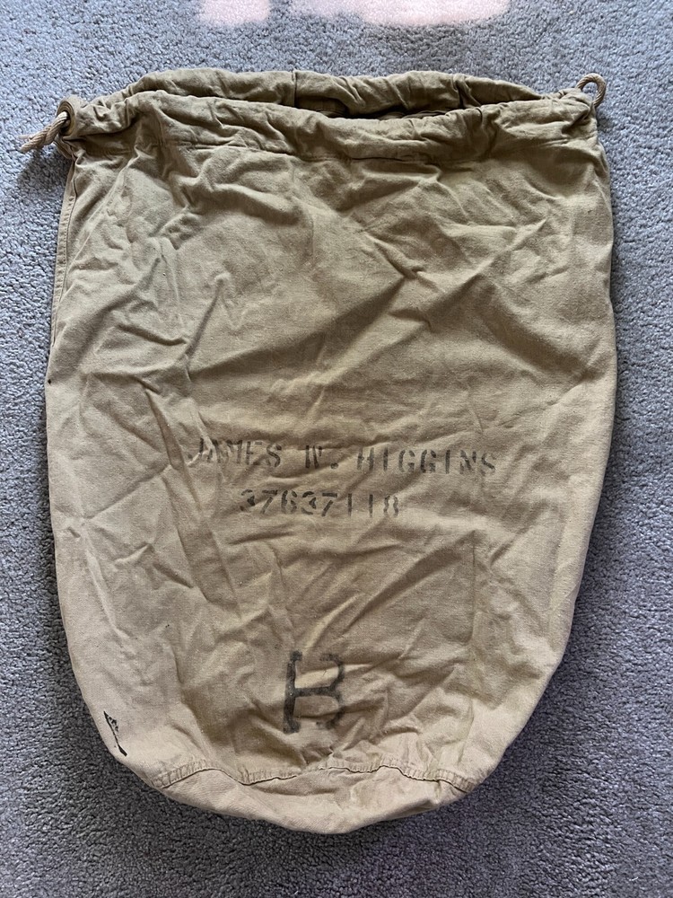 Authentic WWII US Army Infantry Barracks Laundry Carry Bag NAMED